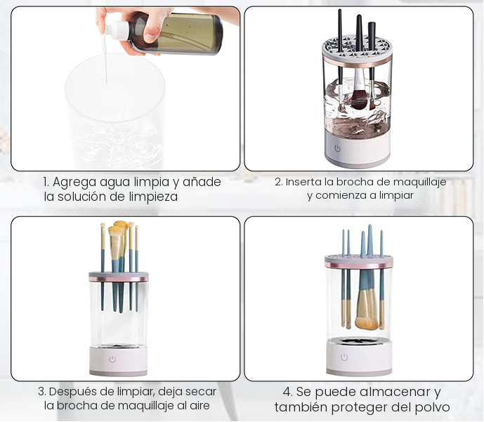 Limpia tus brochas en minutos GlamSpin™